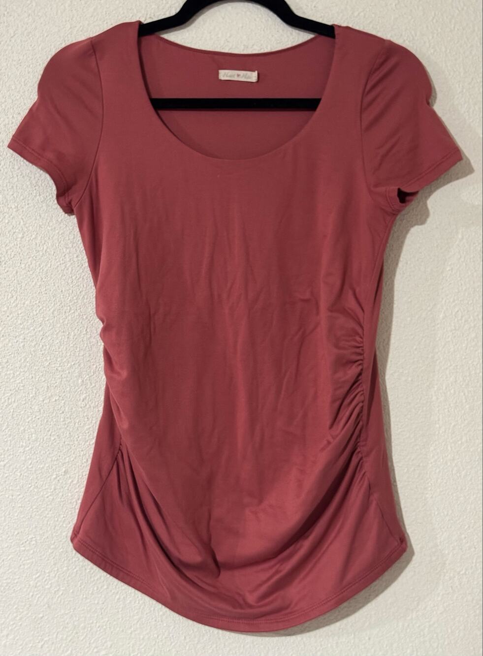 Heart & Hips Cottagecore Mauve Rose Ruched Tee Medium Comfy Maternity Pregnancy
